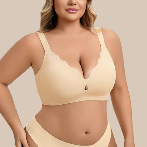 JC07-Women's Water Drop Hollow Lace V-Neck Bra