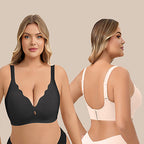 JC07-Women's Water Drop Hollow Lace V-Neck Bra