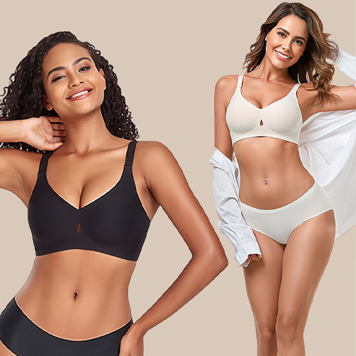 JC07-Women's Water Drop Hollow Lace V-Neck Bra